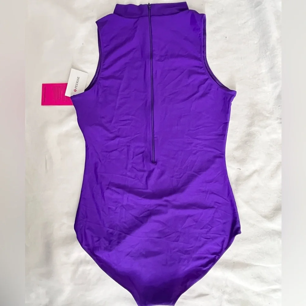 Speerise Womens Mock Neck purple Sleeveless Spandex Leotard XXL - Picture 4 of 6